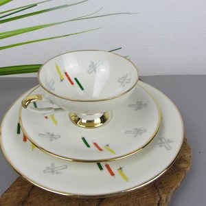 Bauhaus COLLECTOR&#39;S CUP abstract decor, old collector&#39;s set coffee set tea set for the 50s coffee table, Mid Century Porcelain, vintage decoration