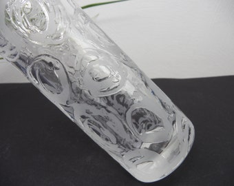 VASE lead crystal, tall FLOWER VASE with circle decor, timeless vintage glass vase rose vase, table decoration flower decoration for the dresser - the table