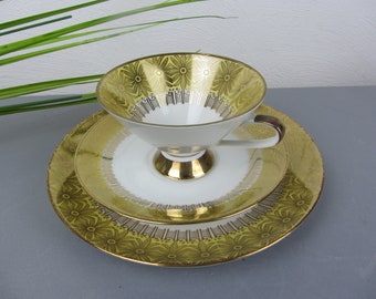 gelb gold, SAMMELGEDECK Winterling Kirchenlamitz, SAMMELTASSE, vintage Porzellan Kaffeegedeck Teegedeck für Kaffeetafel, 50er Jahre Geschirr