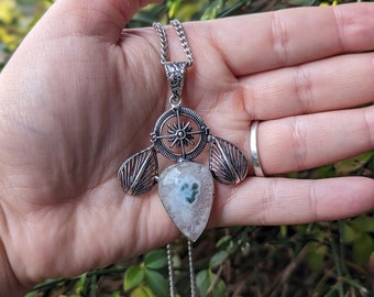 Solar druzy necklace/ compass necklace/ sterling silver / crystal healing / gemstone jewellery/ druzy necklace / solar druzy / druzy