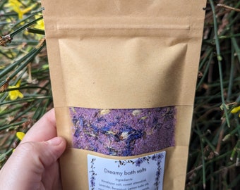 Dreamy ritual bath salts, lavender, bergamot salts, cornflower, sleepy bath salts, lucid dreaming salts