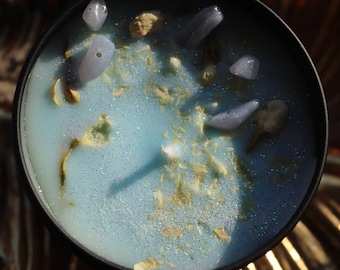 Angels Touch candle infused with blue lace agate