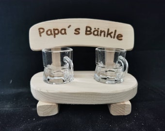 Papa's Bänkle Schnapsbank mit 2 Gläsern Weihnachtsgeschenk