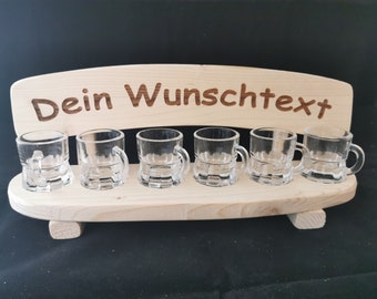 Schnapsbank mit 6 Gläsern mit  persönlichem Wunschtext Weihnachtsgeschenk