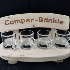 Camper-Bänkle Schnapsbank mit 4 Gläsern Weihnachtsgeschenk für Camping Freunde