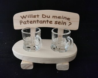 Patentante Schnapsbank mit 2 Gläsern Geschenk Willst du meine Patentante sein