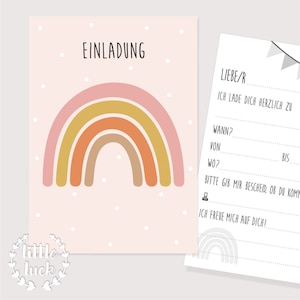 Einladungskarte Kindergeburtstag mit Regenbogen - Motiv | Einladungen zur Regenbogen - Party