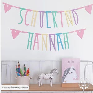 Guirnalda de letras para niños | Colores pastel arcoíris / Inscripción escolar | Personalizable con nombre