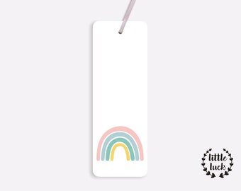 Lesezeichen mit Regenbogen - Motiv, pastelltöne / Einschulung / Geschenk