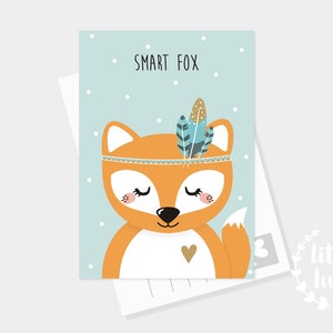 Carte postale Renard A6 Carte menthe Cadeau par exemple pour Naissance Anniversaire Garçon Fille Bébé