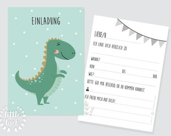 Einladung Dino / Einladungskarte Kindergeburtstag mit Dinosaurier Motiv / Jungen