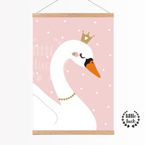Schwan Kinderzimmer - Poster Prinzessin A4 Mädchen rosa