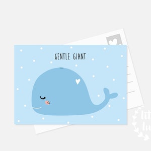 Carte postale baleine A6 Carte Animaux marins Bleu Cadeau par exemple pour naissance Anniversaire Garçon Fille Bébé