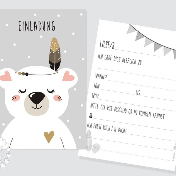 Einladungskarte Kindergeburtstag Eisbär - Motiv