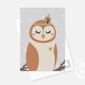 Carte postale Chouette - Carte A6 Cadeau par exemple pour Naissance Anniversaire Garçon Fille Bébé