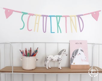 SCHOOLCHILD letters - garland | Rainbow colors pastel tones / school enrollment