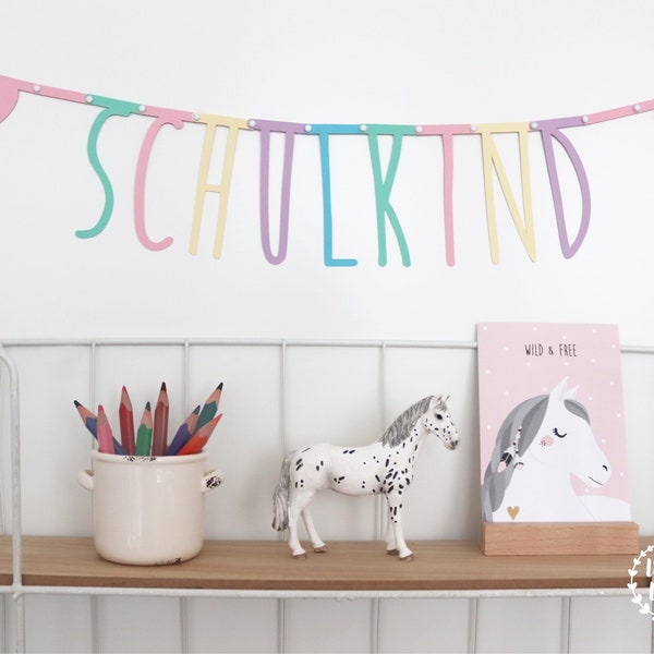 SCHOOLCHILD letters - garland | Rainbow colors pastel tones / school enrollment