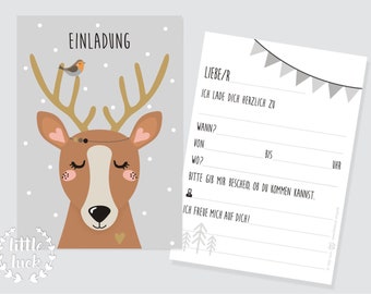 Invitation Card Children's Birthday Deer - Motif / Forest Animals