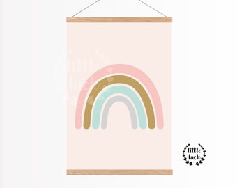 Regenbogen Kinderzimmer - Poster A4 pastell Mädchen Jungen Baby