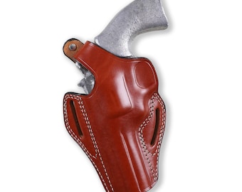 Handmade Leather OWB Pancake Holster for Colt Python 4.25 Inch Barrel 357 Magnum Case