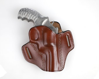 3 Inch SW 686 L Frame Open Top Holster, Leather Vegetable Tanned Cowhide