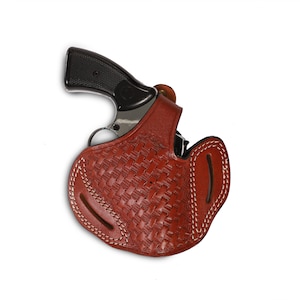 Coldre Colt 357 MAG para revólver 3 polegadas em couro estilo cesta OWB