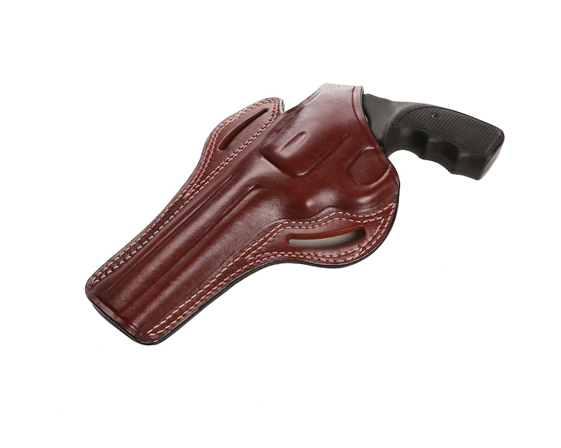Ruger GP100 6 inch 357 Magnum Leather OWB Case Custom EDC Pancake Thumb Break