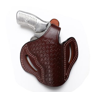 Ruger SP101 Revolver 357MAG-327Fed 5-6 Shot Leather OWB 4.20 Inch Basket Weave Holster