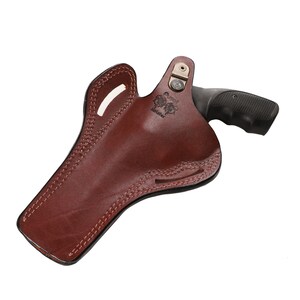 Ruger GP100 6 inch 357 Magnum Leather OWB Case Custom EDC Pancake Thumb Break