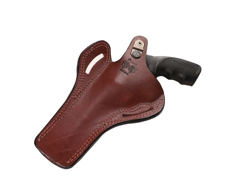 Ruger GP100 6 inch 357 Magnum Leather OWB Case Custom EDC Pancake Thumb Break
