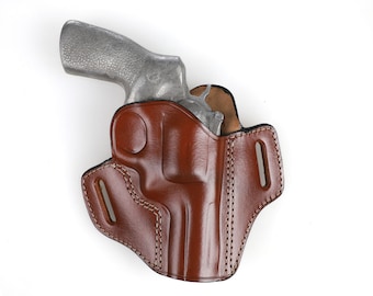 Ruger GP100 357 MAG 6-7 Shot Leather Open Top Belt Holster 3 inch