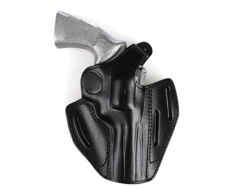 Handcrafted Leather Three Slots OWB Holster: Smith Wesson 581 L Frame 4 inch