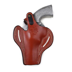 Pusat Holster Colt Python 4 inch 357 MAG Revolver Basket Weave Leather Belt Holster image 7