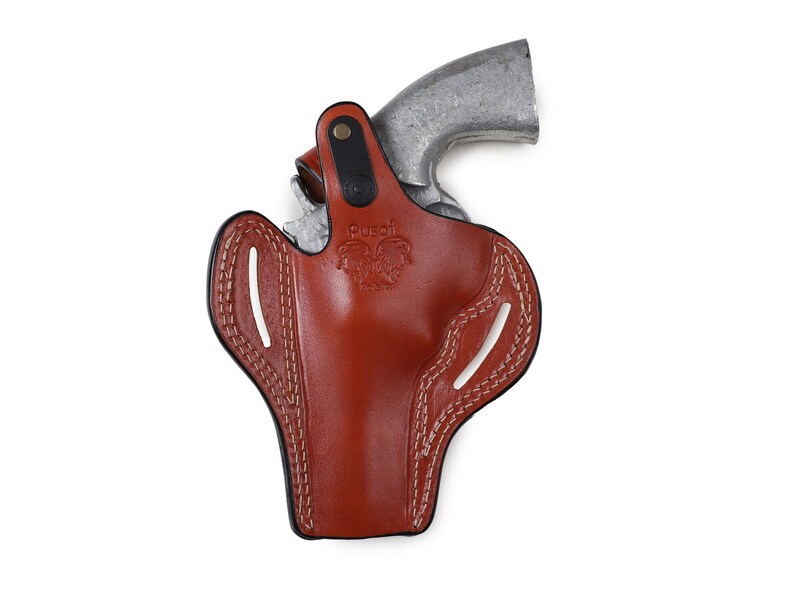 Pusat Holster Colt Python 4 inch 357 MAG Revolver Basket Weave Leather Belt Holster image 7