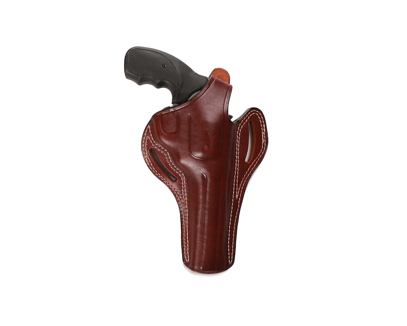 Ruger GP100 6 inch 357 Magnum Leather OWB Case Custom EDC Pancake Thumb Break