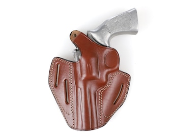 Handcrafted Leather OWB Holster 3 Slots: Ruger GP100, 4 Inch, 357 MAG