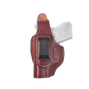 ルガー LC9、LC380 レザー IWB ホルスター ハンドクラフト Brown-Left Hand