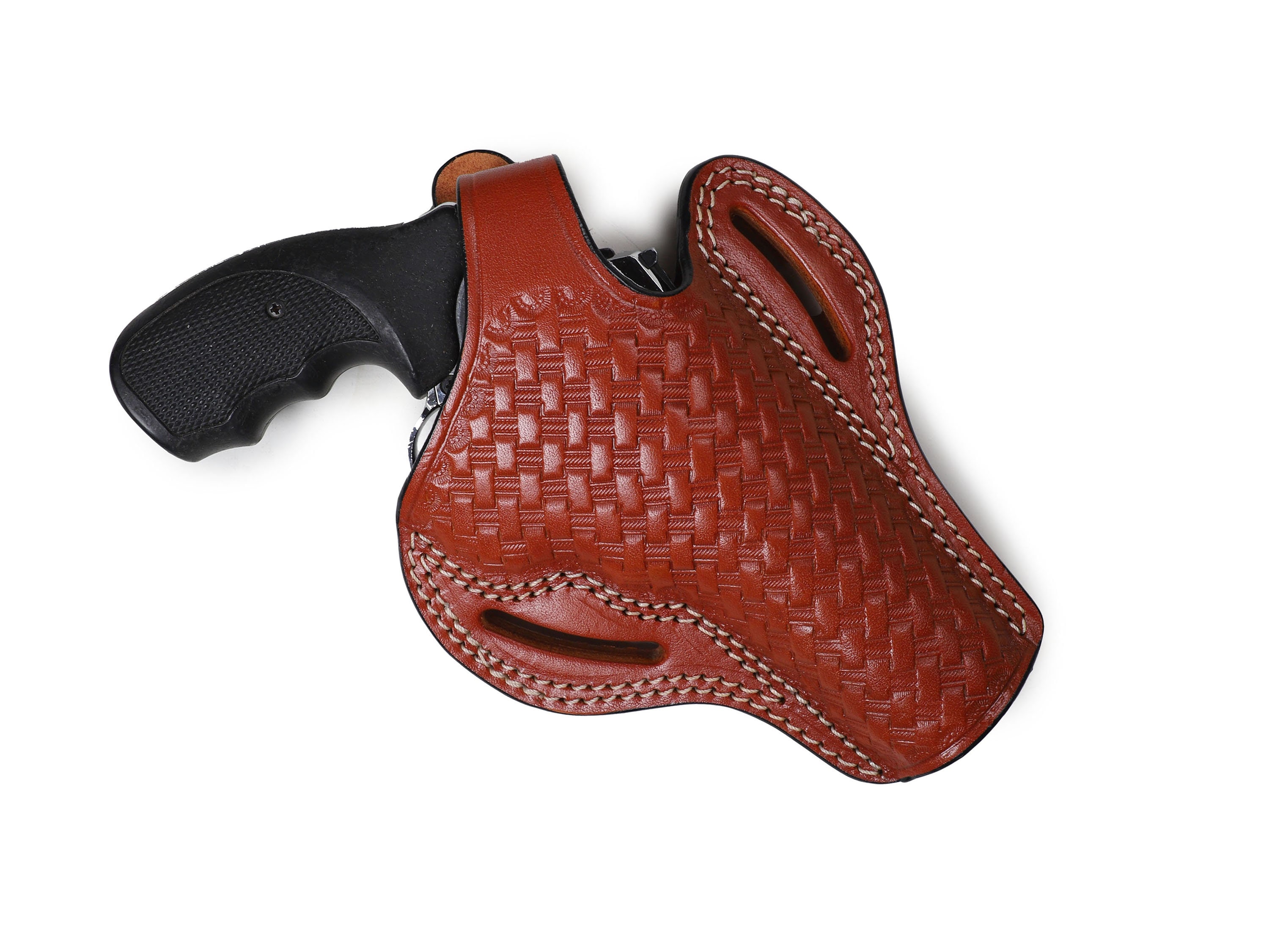 Premium Leather OWB Pancake Holster For Colt King Cobra Target .357 Mag 4.25" - Right Hand, Brown