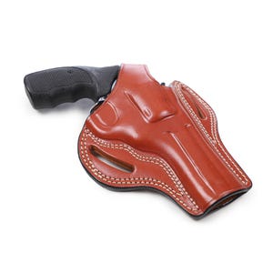 Coldre Pusat - Coldre externo de couro moldado à mão com trava de polegar para Colt Anaconda .44 Magnum - 4 polegadas