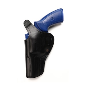 Handmade Leather Cross Draw Holster: Ruger GP100, Security Six, Service Six 4 inch Black Left Hand
