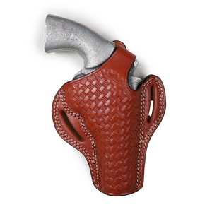 Pusat Holster Colt Python 4 inch 357 MAG Revolver Basket Weave Leather Belt Holster