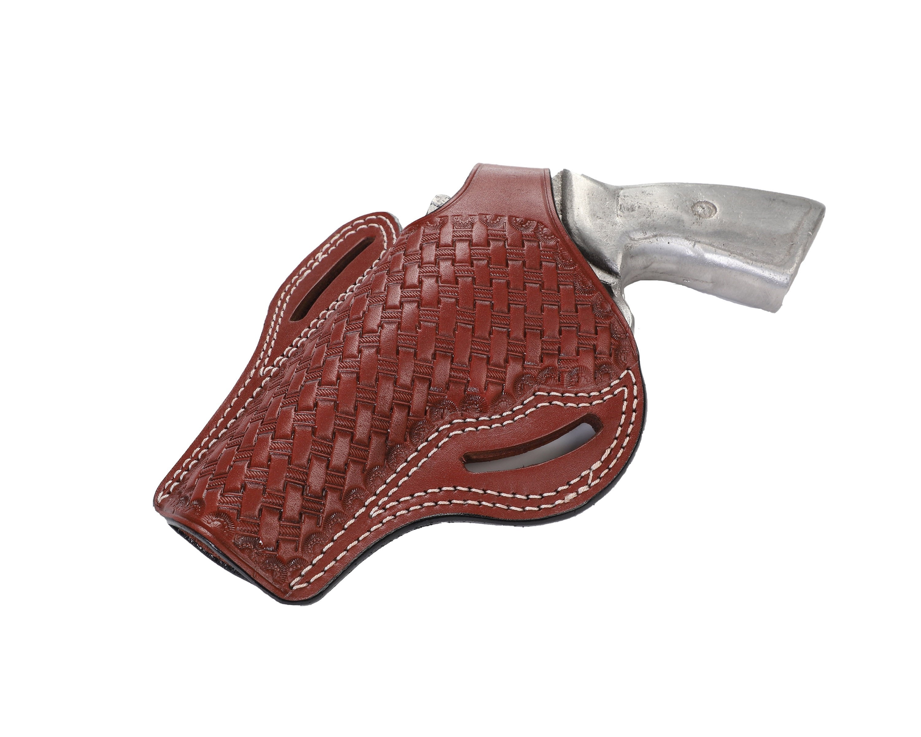 Ruger Revolver Full Size inch 357 Magnum Leather Basket Weave OWB Holster