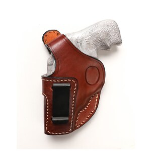 Funda de cuero para revólver Ruger LCR 9 mm, 38 SPL, 357MAG, 1,87 pulgadas, para porte oculto IWB Brown Left Hand