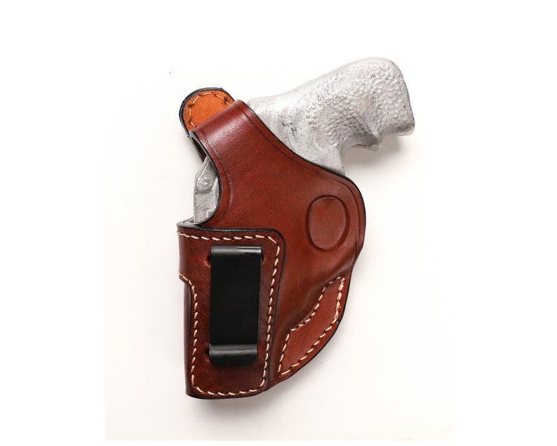 Funda de cuero para revólver Ruger LCR 9 mm, 38 SPL, 357MAG, 1,87 pulgadas, para porte oculto IWB Brown Left Hand