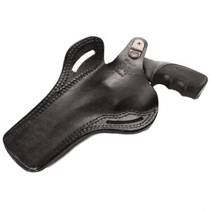 Ruger GP100 6 inch 357 Magnum Leather OWB Case Custom EDC Pancake Thumb Break