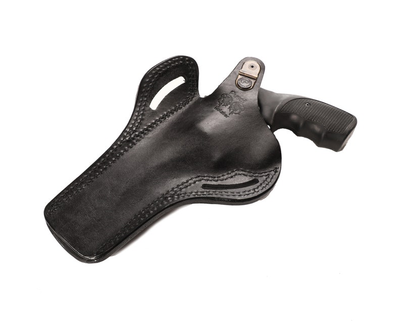 Ruger GP100 6 inch 357 Magnum Leather OWB Case Custom EDC Pancake Thumb Break