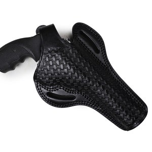 Funda de cuero moldeada a mano: revólver Colt Python de 6 pulgadas, calibre .357 MAG