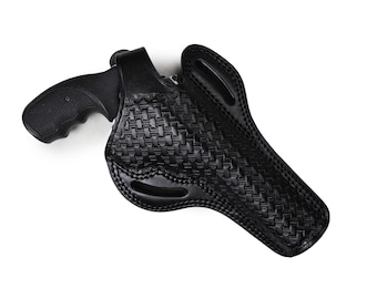 Hand Molded Leather Holster: Colt Python 6 inch 357 MAG Revolver