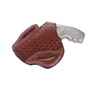 Charter Arms Mag Pug 357 Magnum Revolver 2.2 and 3 inch Basket Weave Leather OWB Holster