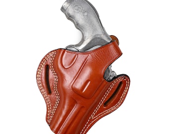 S&W 686 Plus Leather Revolver Case fits 2.5-3 inch Barrel 357 Magnum OWB Pusat